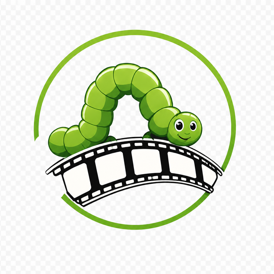 Inchy riding a strip of movie film